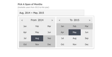 getEndDate() Return current start of date range as moment object. . Month range picker
